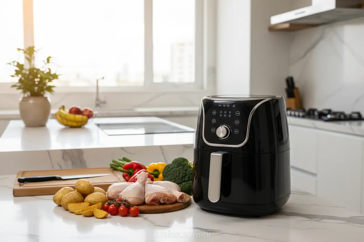 Air fryer moderna em cozinha