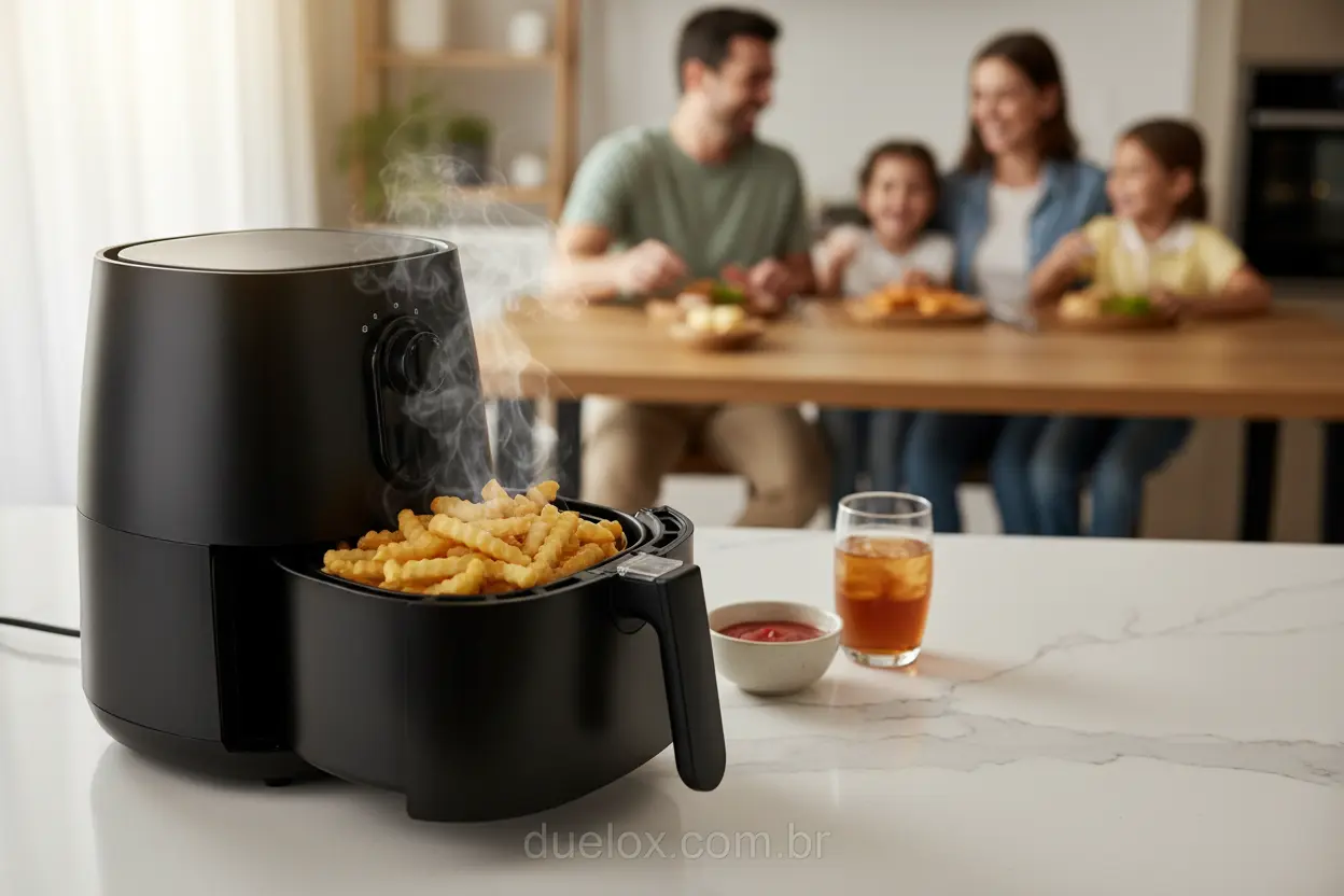 Air fryer que vale a pena preparando batatas fritas