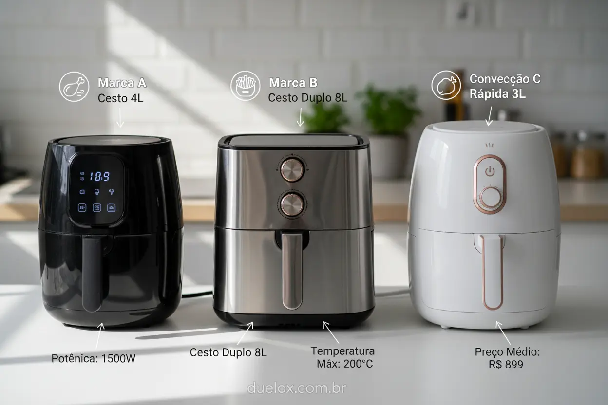 Modelos de air fryers comparados