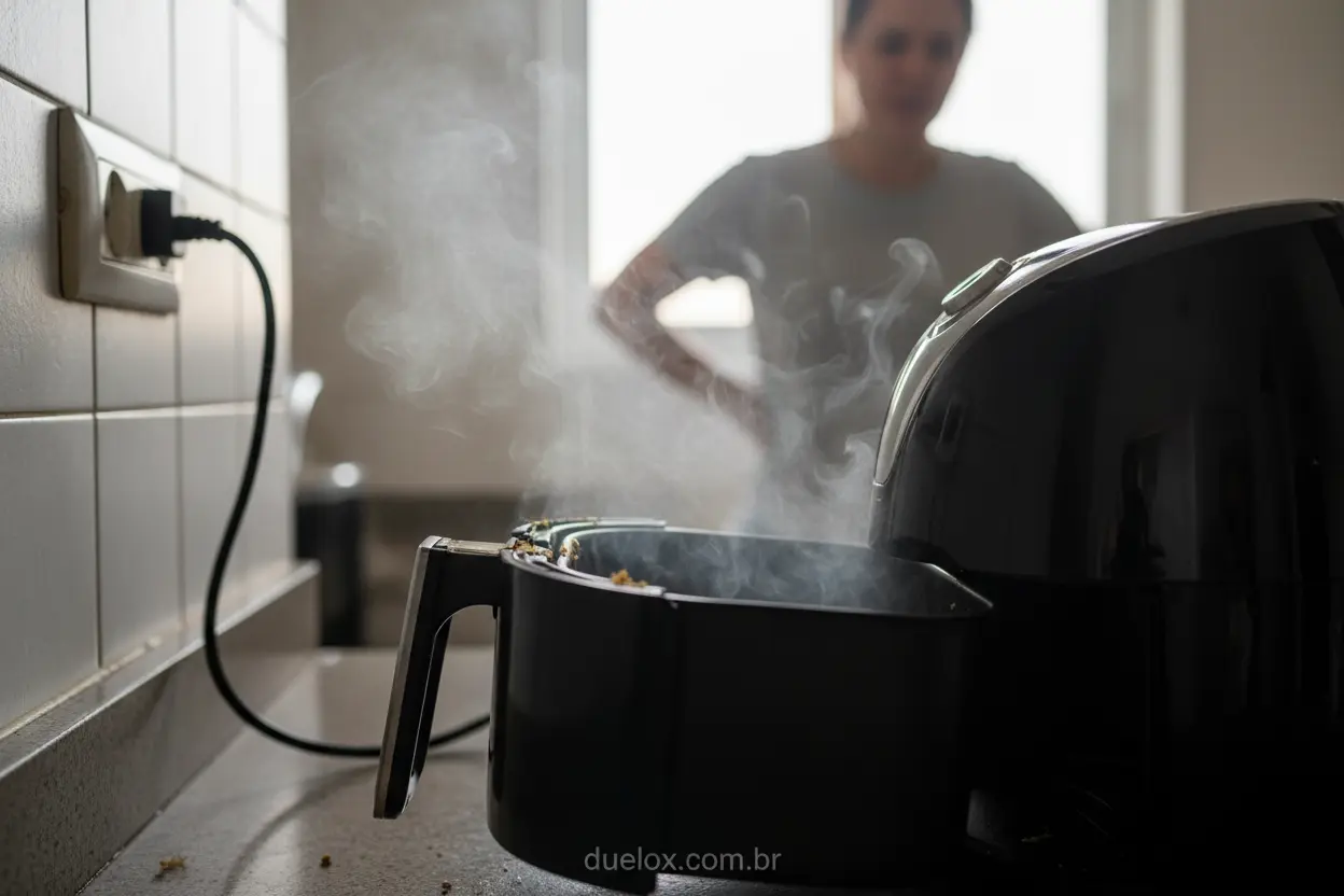 Air fryer soltando fumaça por falta de limpeza