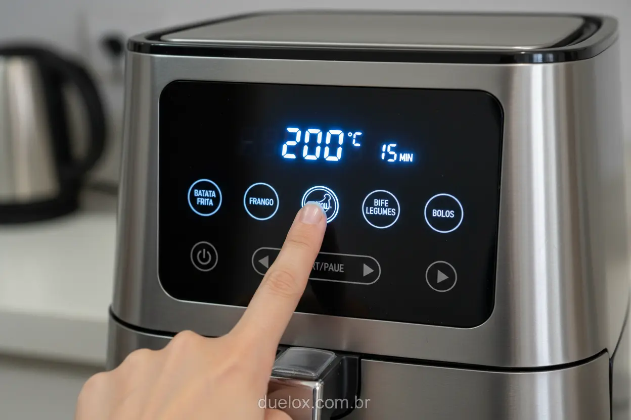 Funcionalidades da Air Fryer Painel digital de air fryer com funções avançadas