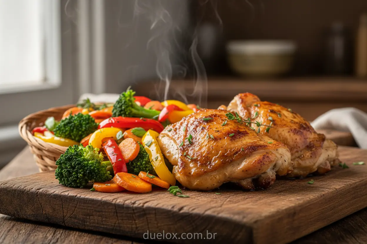 Qual tipo de comida posso fazer na air fryer para um almoço saudável e rápido.